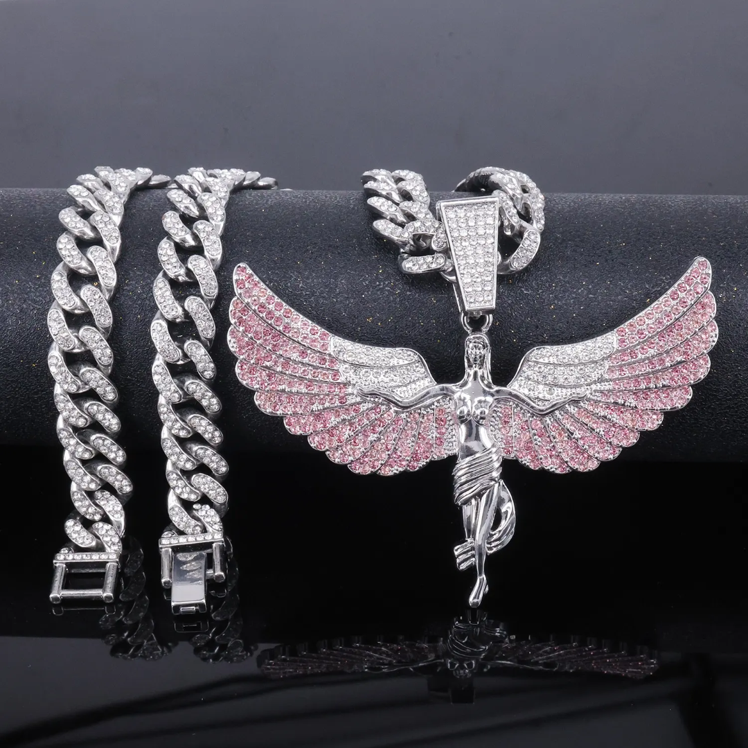 Celestial Guardian Iced Cuban Chain-Pink Edition