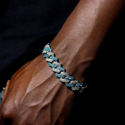 Aqua Frost Cuban Link Bracelet - Silver Edition