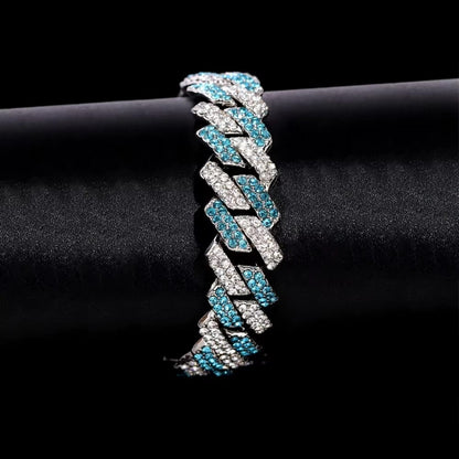 Aqua Frost Cuban Link Bracelet - Silver Edition