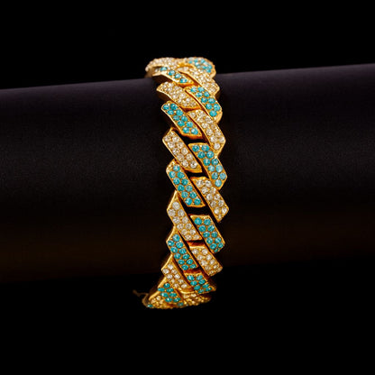 Aqua Frost Cuban Link Bracelet - Gold Edition