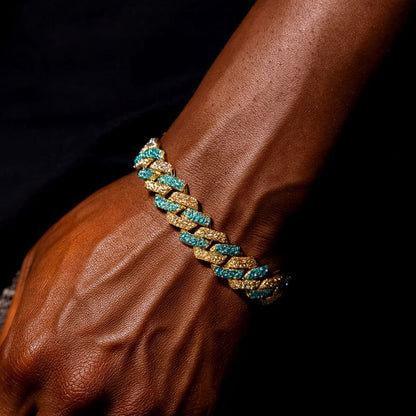 Aqua Frost Cuban Link Bracelet - Gold Edition