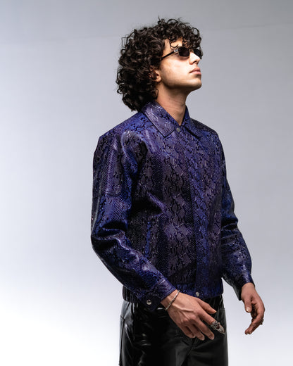 Purple Snakeskin Pu Jacket