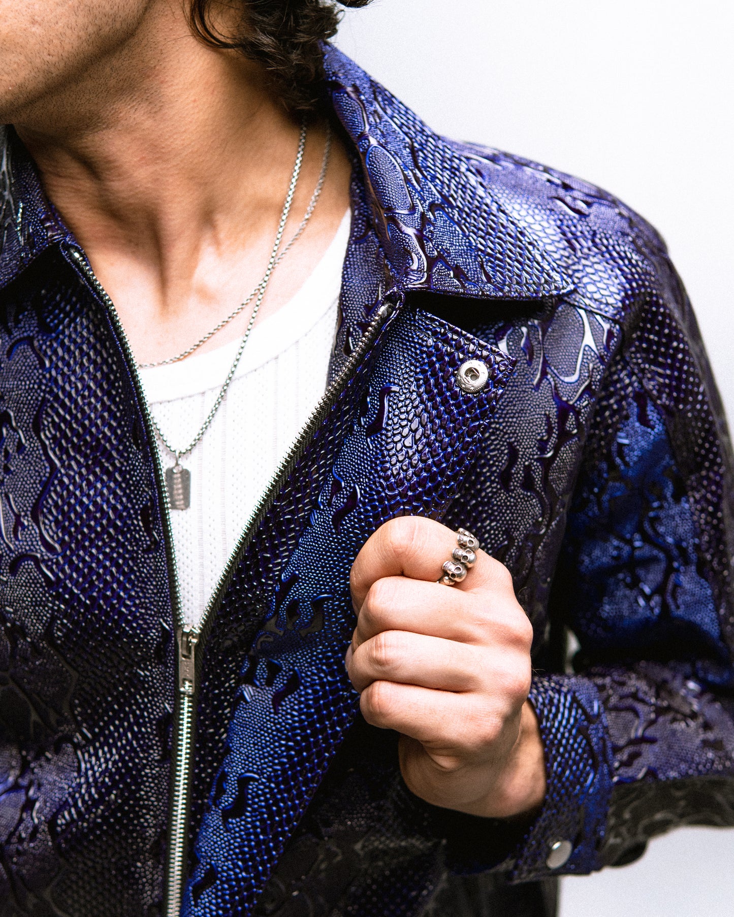 Purple Snakeskin Pu Jacket