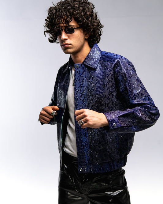 Purple Snakeskin Pu Jacket