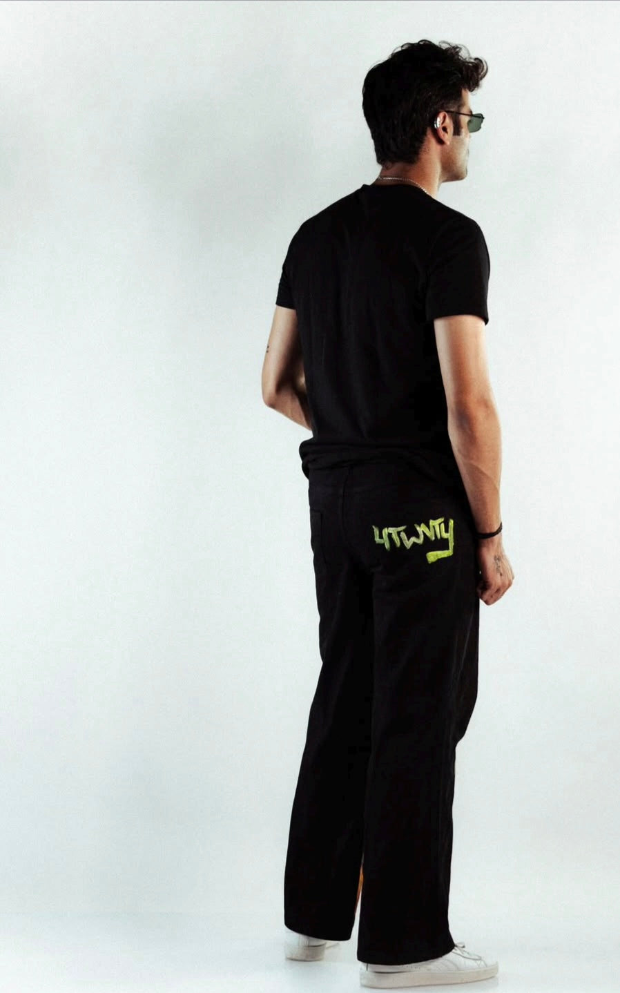 Flamed Hand Painted Baggy Denims